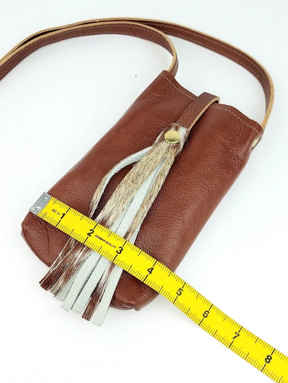 Beaudin Designs Leather Tassel Phone Crossbody Bag